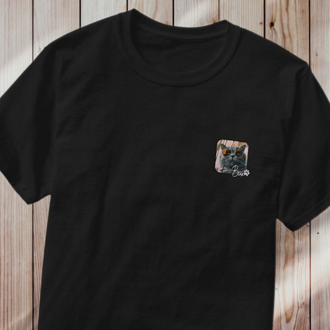 Camiseta Moderno y sencillo nombre y foto de gato en Guay (Subido por el creador)