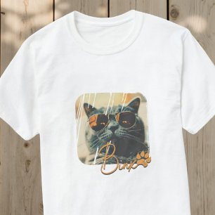Camiseta Moderno y sencillo nombre y foto de gato en Guay