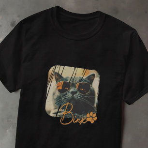 Camiseta Moderno y sencillo nombre y foto de gato en Guay