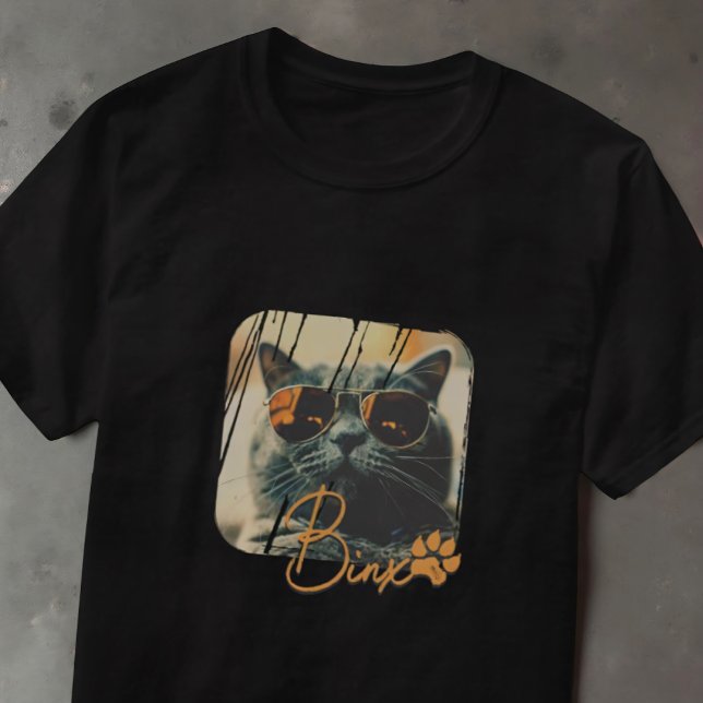 Camiseta Moderno y sencillo nombre y foto de gato en Guay (Subido por el creador)