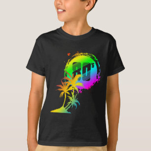 Camiseta moderosos árboles de palma de la puesta del sol de