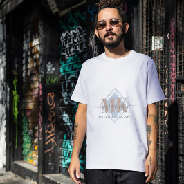 Camiseta Modert Mocha Mousse Monograma Azul Polvo