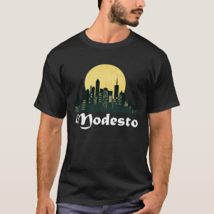 Camiseta Modesto Skyline brillante Moon Modesto City Noche