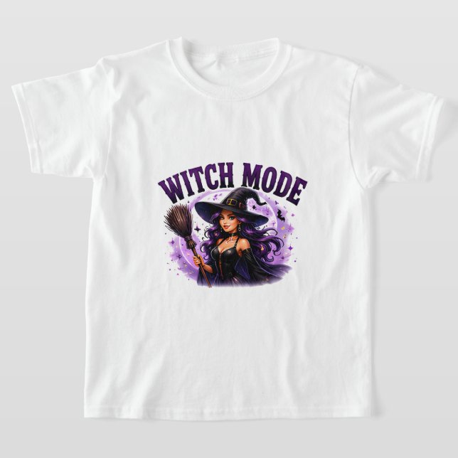 Camiseta ✨ Modo Bruja Activado Frase de Halloween 🧙 (Distribución)