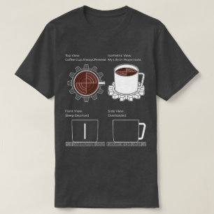 Camiseta Modo CAD: Café, engranajes y caos