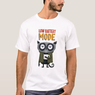 Camiseta Modo de Batería Baja Mapache Divertido Regalo de H