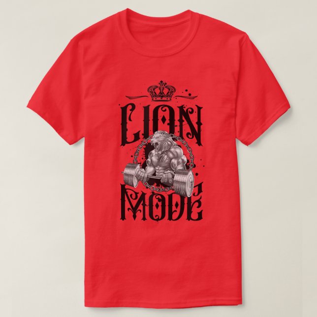 Camiseta Modo de león entrenamiento Pesos de elevación de b (Diseño del anverso)