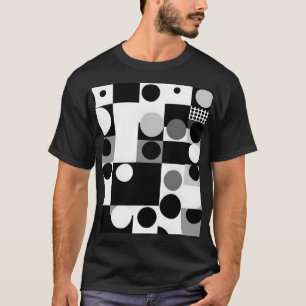 Camiseta modo de patrón geométrico de formas blancas negras