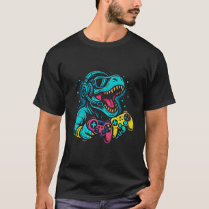 Camiseta Modo de rator de gamer - Juego de neón Dino