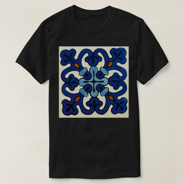 Camiseta Modo de tejas de talavera abstracta barroca azul o (Diseño del anverso)