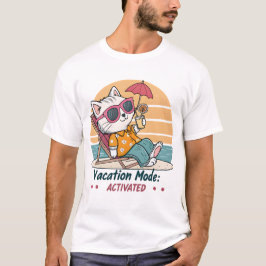 Camiseta Modo de vacaciones de gatos divertidos retro Playa