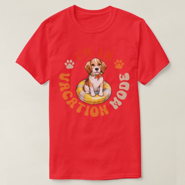 Camiseta Modo de vacaciones de perro beagle (Diseño del anverso)