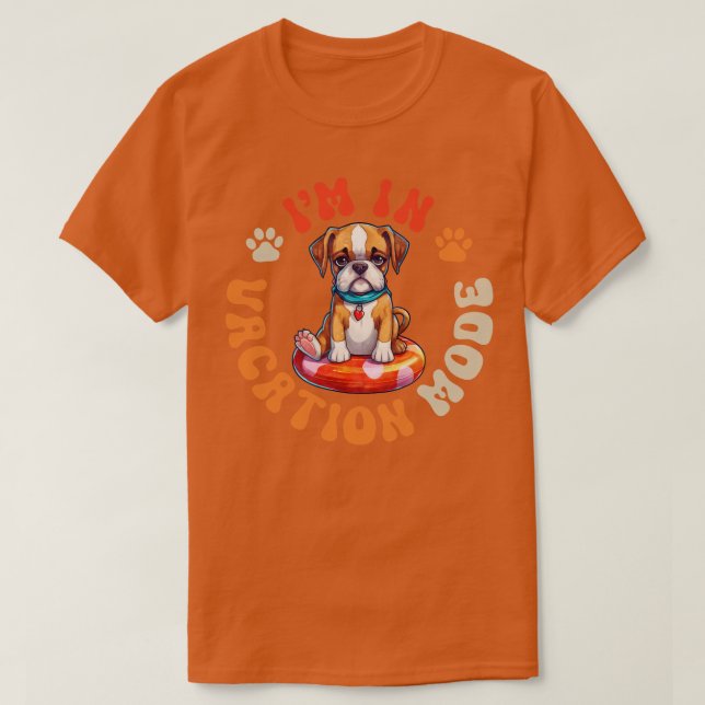 Camiseta Modo de vacaciones de perro boxer (Diseño del anverso)