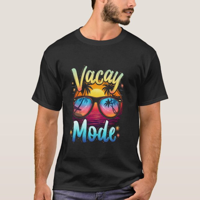Camiseta Modo de Vacaciones Playa Atardecer (Anverso)