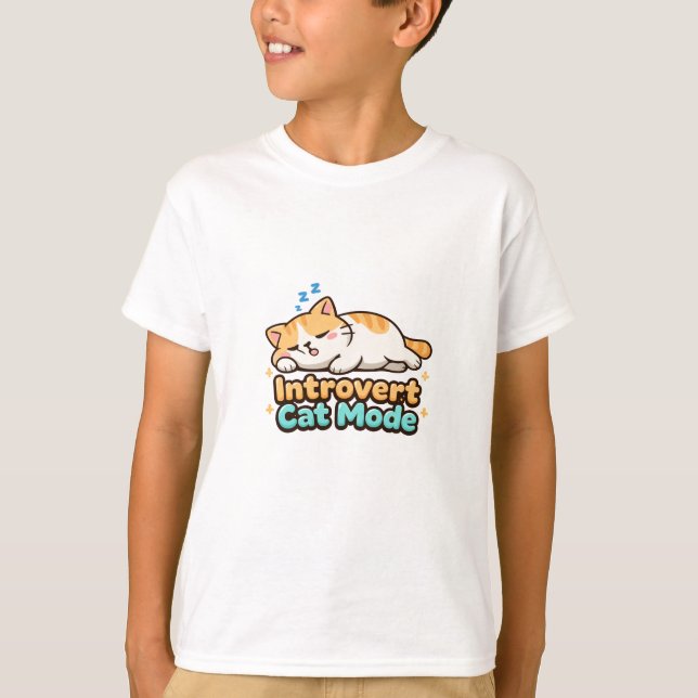Camiseta Modo Gato Introvertido Divertido  (Anverso)