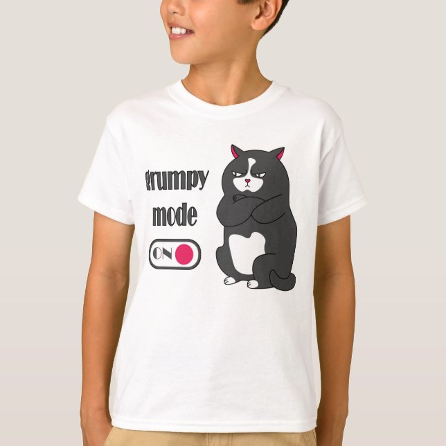 Camiseta Modo gruñón en el gato gordo gracioso T-Shirt (Anverso)