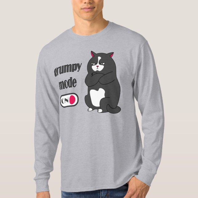 Camiseta Modo gruñón en el gato gordo gracioso T-Shirt (Anverso)