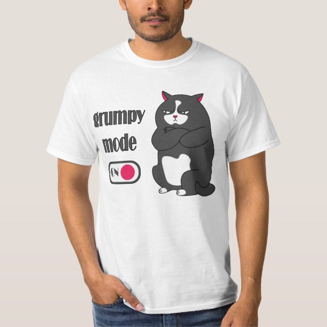 Camiseta Modo gruñón en el gato gordo gracioso T-Shirt (Anverso)
