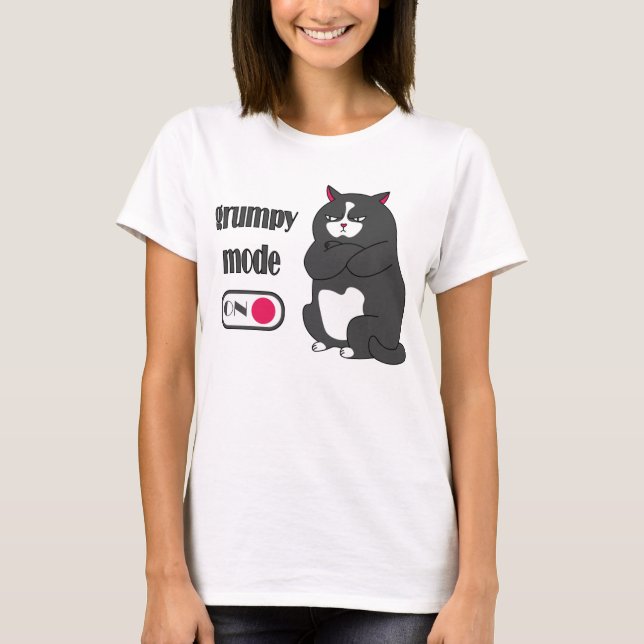 Camiseta Modo gruñón en el gato gordo gracioso T-Shirt (Anverso)