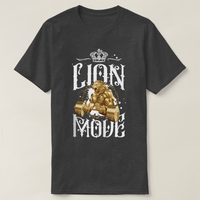 Camiseta Modo León entrenamiento Bebida Pesos de Levantamie (Diseño del anverso)