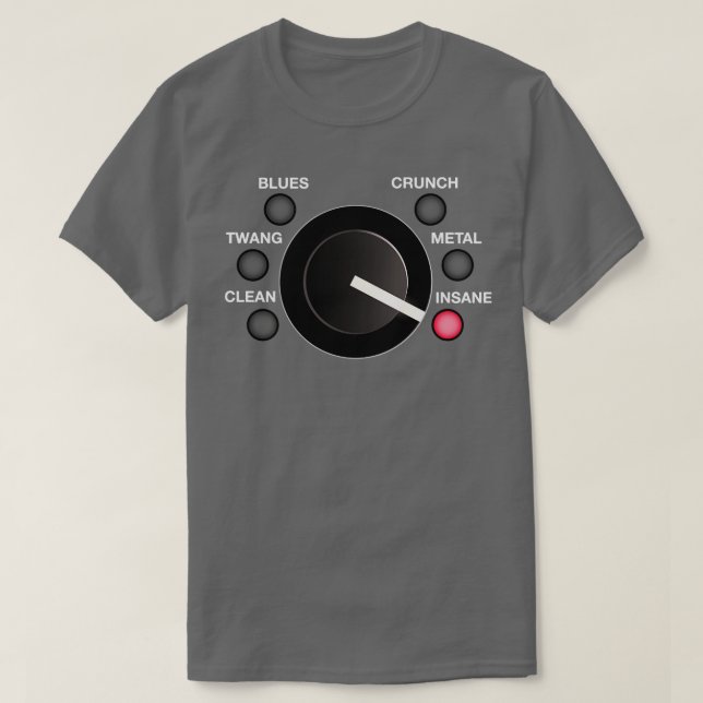 Camiseta Modo loco Guitar Amp Volumen Knob (Diseño del anverso)