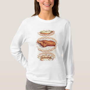 Camiseta Modo moderno de platos de porción, de señora