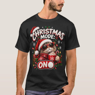 Camiseta Modo Navidad ACTIVADO Gato divertido de Navidad Fi