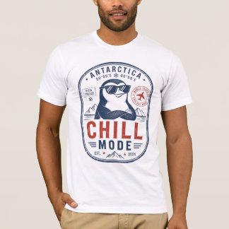 Camiseta Modo Relajado Antártida Divertido Pingüino Insigni