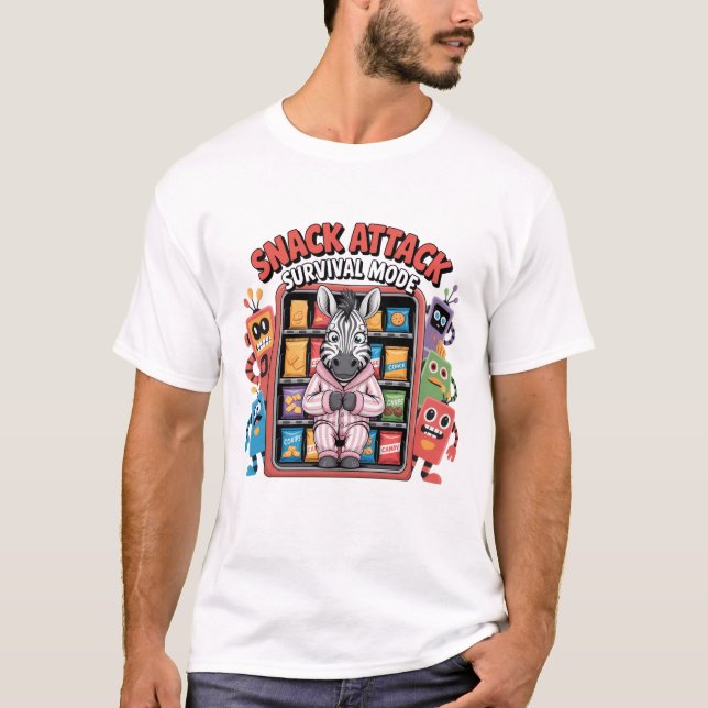 Camiseta Modo Supervivencia Ataque de Snacks Cebra Divertid (Anverso)
