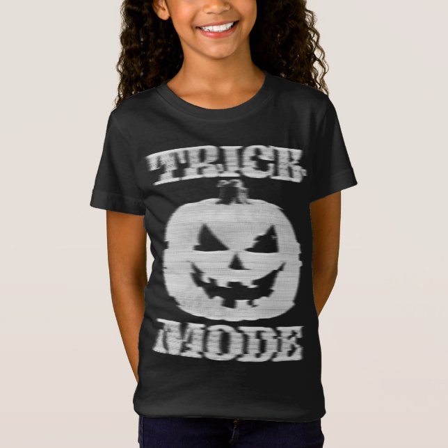 Camiseta Modo Trick Glitchy Calabaza Niños (Anverso)