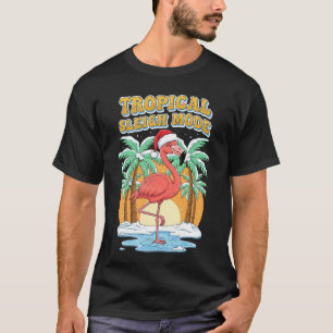 Camiseta Modo Trineo Tropical Flamenco Vacaciones de Navida