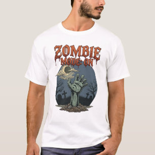 Camiseta Modo Zombie Halloween Mano Cementerio Luna_1