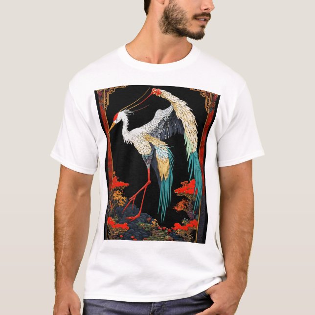 Camiseta Moebius Crane Dragon Pixel Art - Maquenda Style" (Anverso)