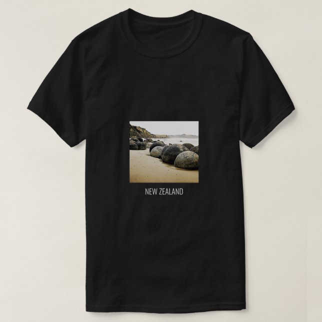 Camiseta Moeraki Boulders Viajes de Nueva Zelanda (Diseño del anverso)