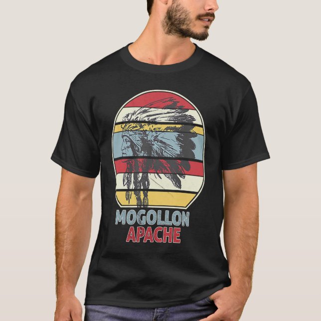 Camiseta MOGOLLON APACHE Tribuna nativa mexicana india retr (Anverso)