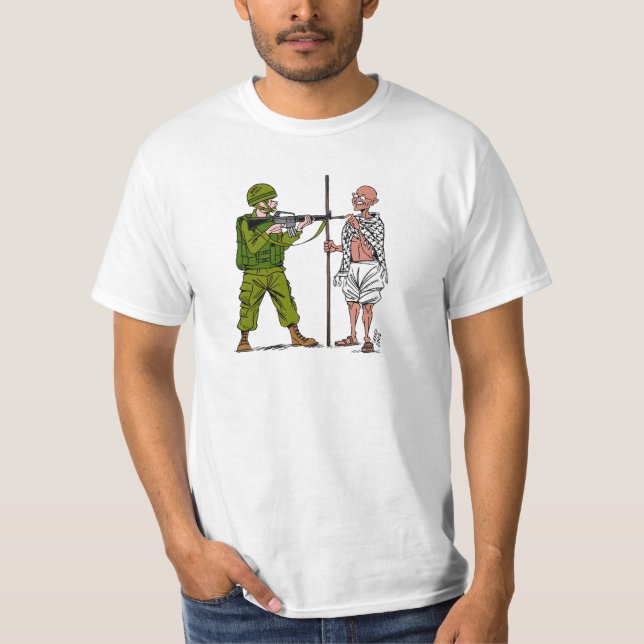 Camiseta Mohandas Gandhi contra violencia y el empleo (Anverso)