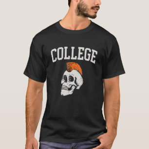 Camiseta Mohawk Arched College Font Naranja de cráneo