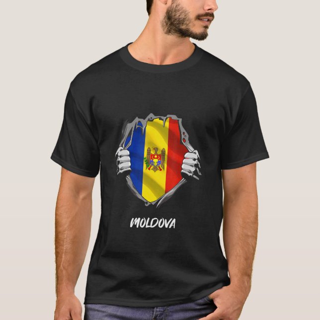 Camiseta Moldavia de la bandera de pecho de Moldavia (Anverso)