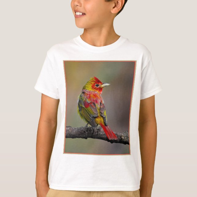 Camiseta Moldura de Tanager de escarlata - Fotografía origi (Anverso)