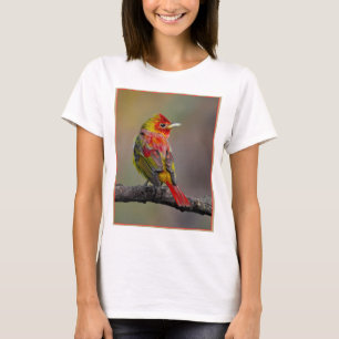 Camiseta Moldura de Tanager de escarlata - Fotografía origi
