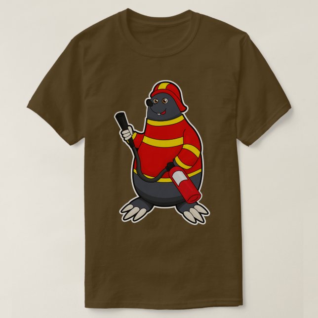 Camiseta Mole como bombero con extintor de incendios (Diseño del anverso)
