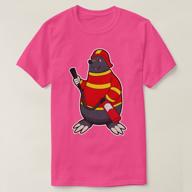 Camiseta Mole como bombero con extintor de incendios (Diseño del anverso)