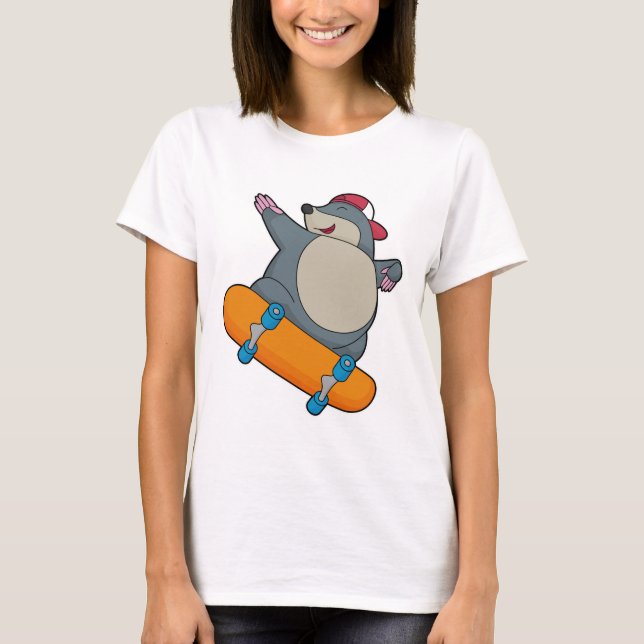 Camiseta Mole como Skater con Skateboard (Anverso)