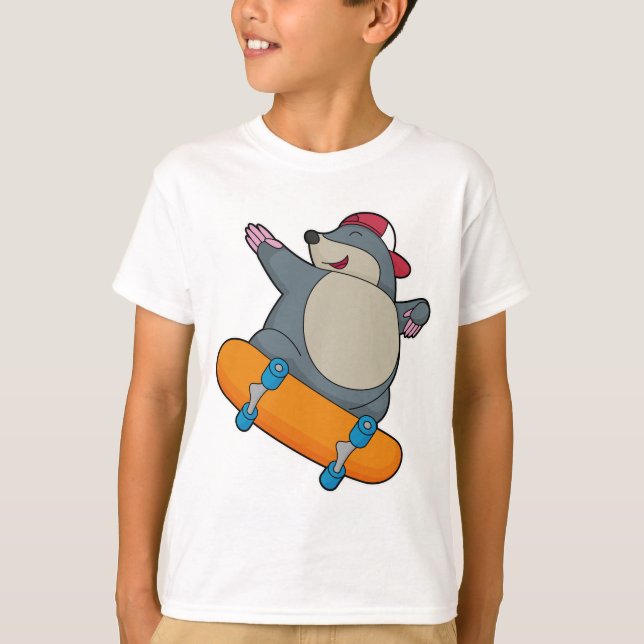 Camiseta Mole como Skater con Skateboard (Anverso)