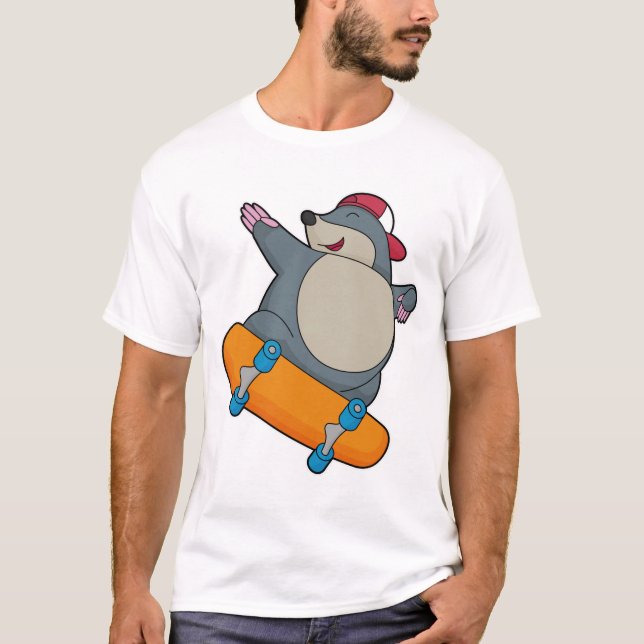 Camiseta Mole como Skater con Skateboard (Anverso)