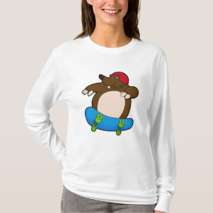 Camiseta Mole como Skater con Skateboard y Helmet