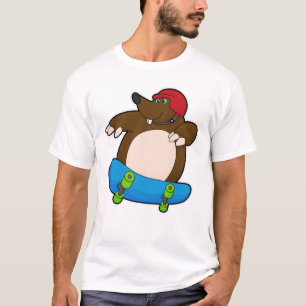 Camiseta Mole como Skater con Skateboard y Helmet
