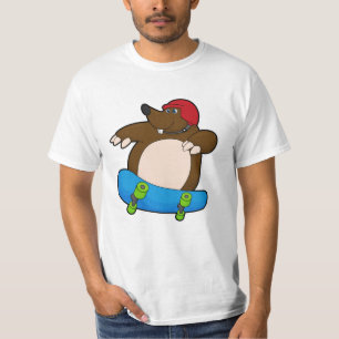 Camiseta Mole como Skater con Skateboard y Helmet