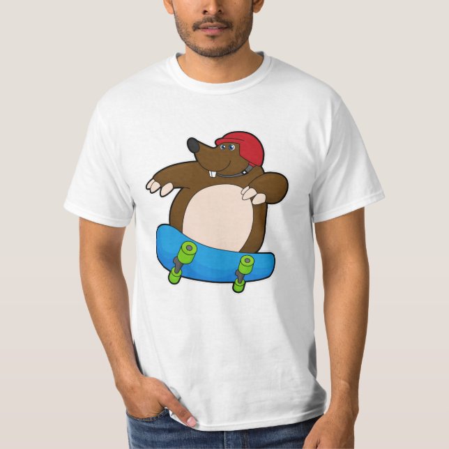 Camiseta Mole como Skater con Skateboard y Helmet (Anverso)