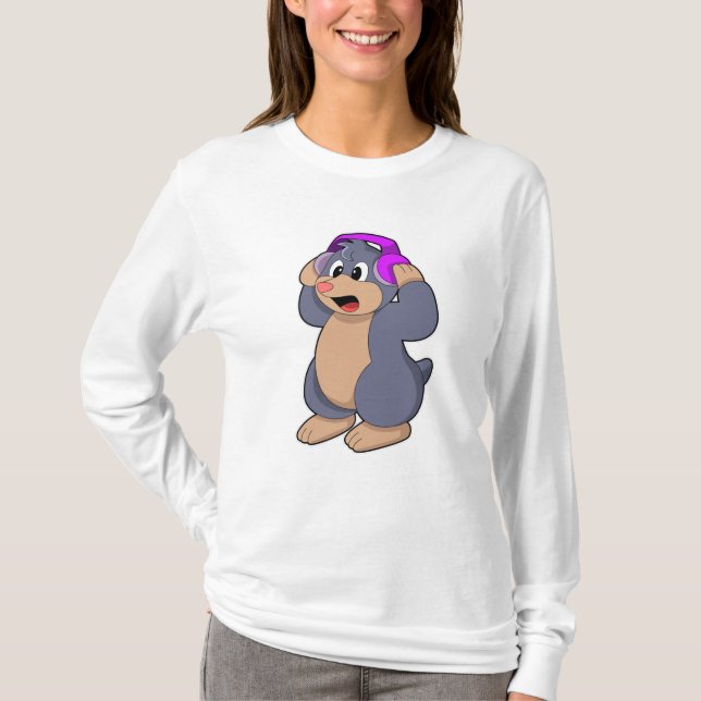 Camiseta Mole en la música con auriculares (Anverso)